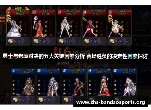 勇士与老鹰对决的五大关键因素分析 赛场胜负的决定性因素探讨