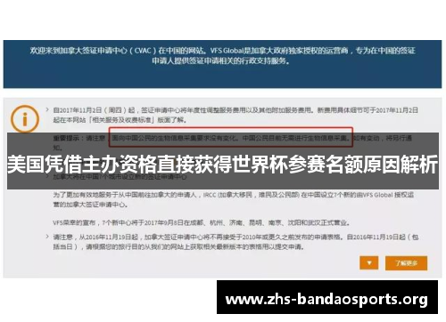 美国凭借主办资格直接获得世界杯参赛名额原因解析